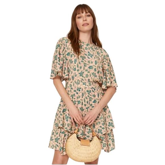 Derek Lam Collective Floral Flutter Sleeve Dress 38 - Picture 1 of 8